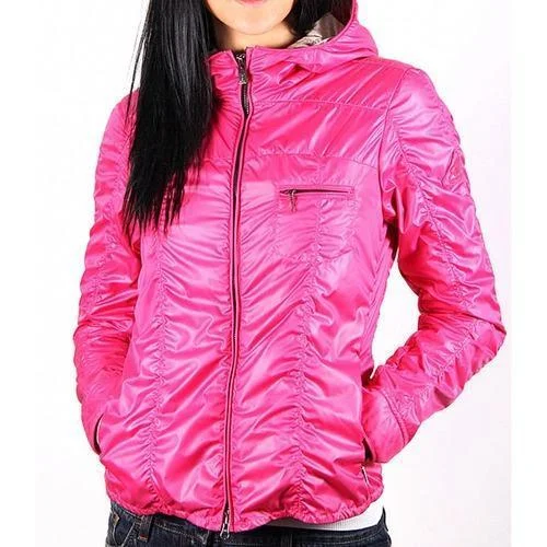 Fuxia 44 EUR - 10 US Hogan ladies jacket with hood KJW12268030BSSL605 Welt Pockets Slit Pockets Flap Pockets