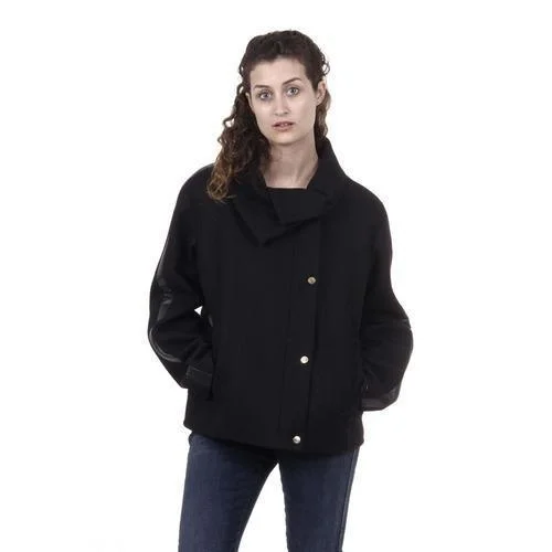 Black 46 EUR - 12 US Hogan Womens Jacket HXW03310060HAPB999 Front Pockets Side Pockets Patch Pockets