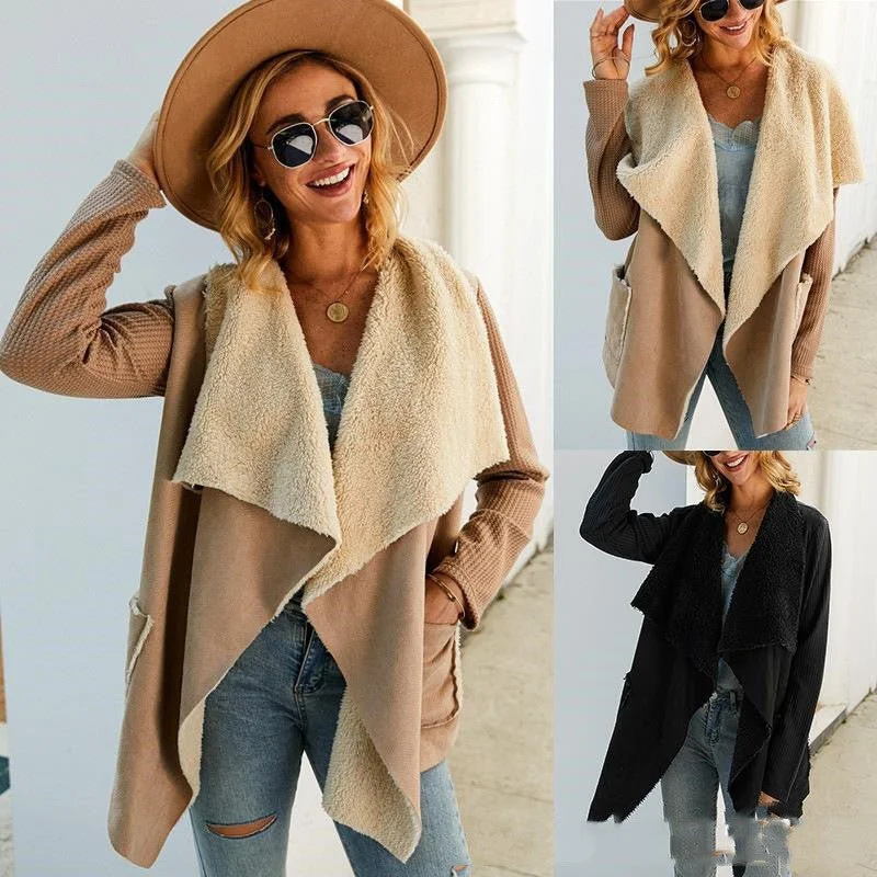 Lapel Coats Faux Fur Woman Dust Coat Short Jacket Wool Fabric Cashmere Fabric Tweed Fabric