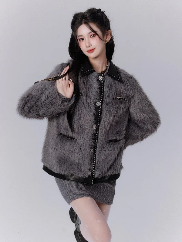 Luxe Faux Fur Button-Up Jacket by Fragile Heart Faux Fur Jacket Real Fur Jacket Shearling Jacket