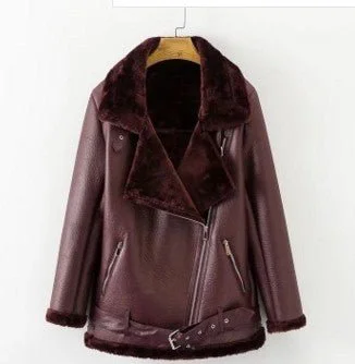 Artificial Fur Zipper Coat Leather Jackets Woman Fleece Jacket Down Jacket Feather Jacket