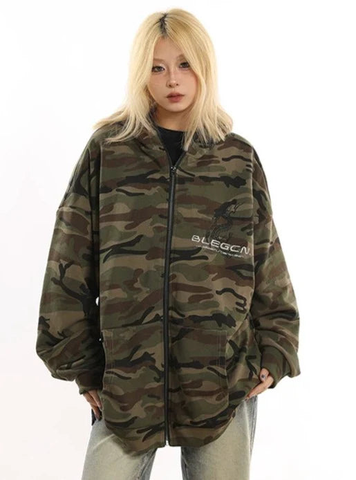 Oversized Camo Print Fleece Jacket Satin Jacket Silk Jacket Chiffon Jacket