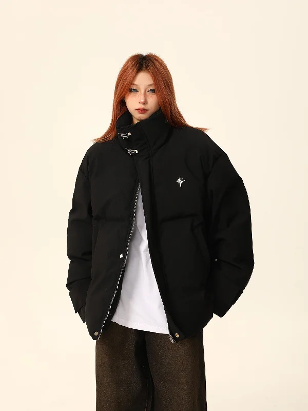 Oversized Stand-Up Collar Puffer Jacket Oversized Jacket Tailored Jacket Straight Jacket