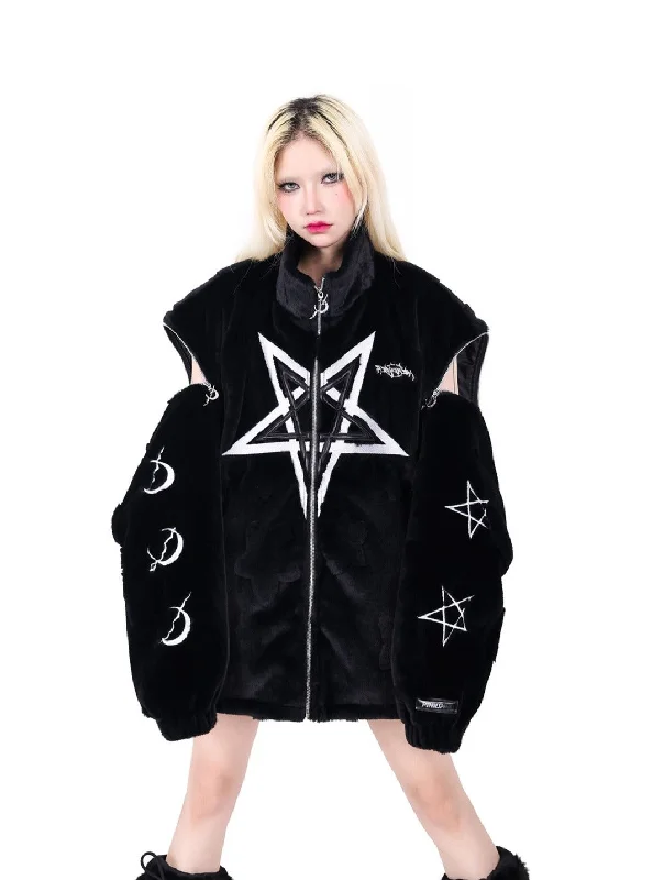 PINKSPINK Occult Symbols Velvet Bomber Jacket - Black Oversized Jacket Tailored Jacket Straight Jacket