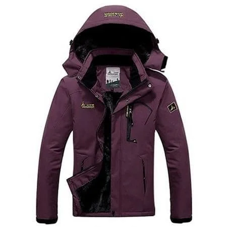 UNCO & BOROR Women's Sports Fashion Purple Grape Coat Jacket Premium Quality Windproof Hooded Thick Parka Winter Coat Jacket Appliqued Jacket Beaded Jacket Sequined Jacket