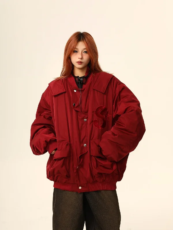 Varsity S Bomber Jacket Tailored Jacket Straight Jacket A-Line Jacket