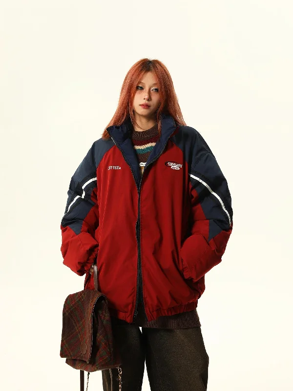 Vintage-Style Athletic Track Jacket Fleece Jacket Down Jacket Parka