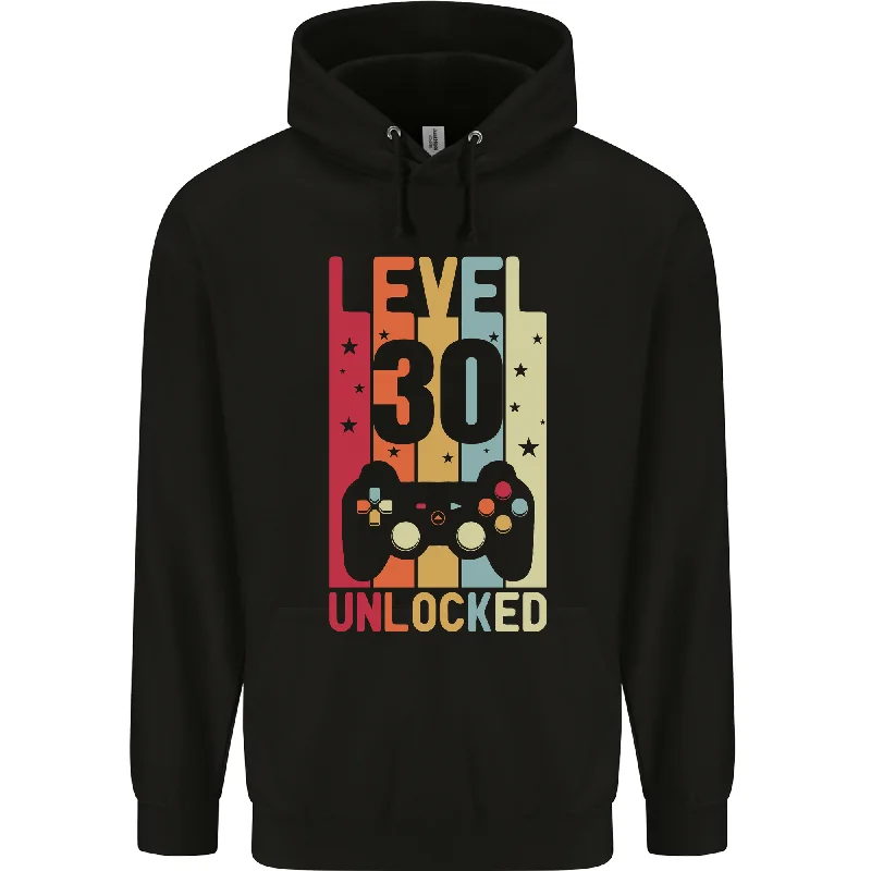 30th Birthday 30 Year Old Level Up Gaming Mens 80% Cotton Hoodie Hoodie with Turtle Neck Cozy Winter