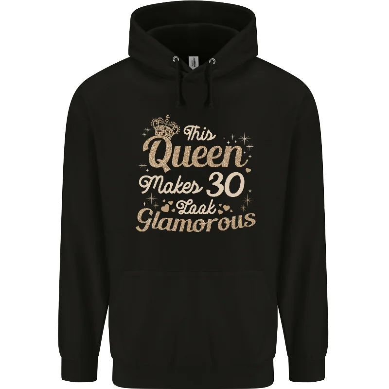 30th Birthday Queen Thirty Years Old 30 Mens 80% Cotton Hoodie Hoodie with Button Placket Classic Preppy