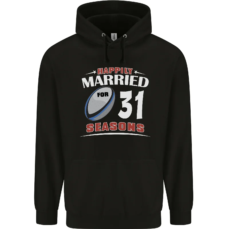 31 Year Wedding Anniversary 31st Rugby Mens 80% Cotton Hoodie Graphic Hoodie Design Print