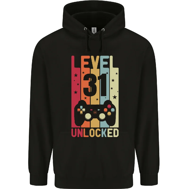 31st Birthday 31 Year Old Level Up Gaming Mens 80% Cotton Hoodie Hoodie with Typography Text Message