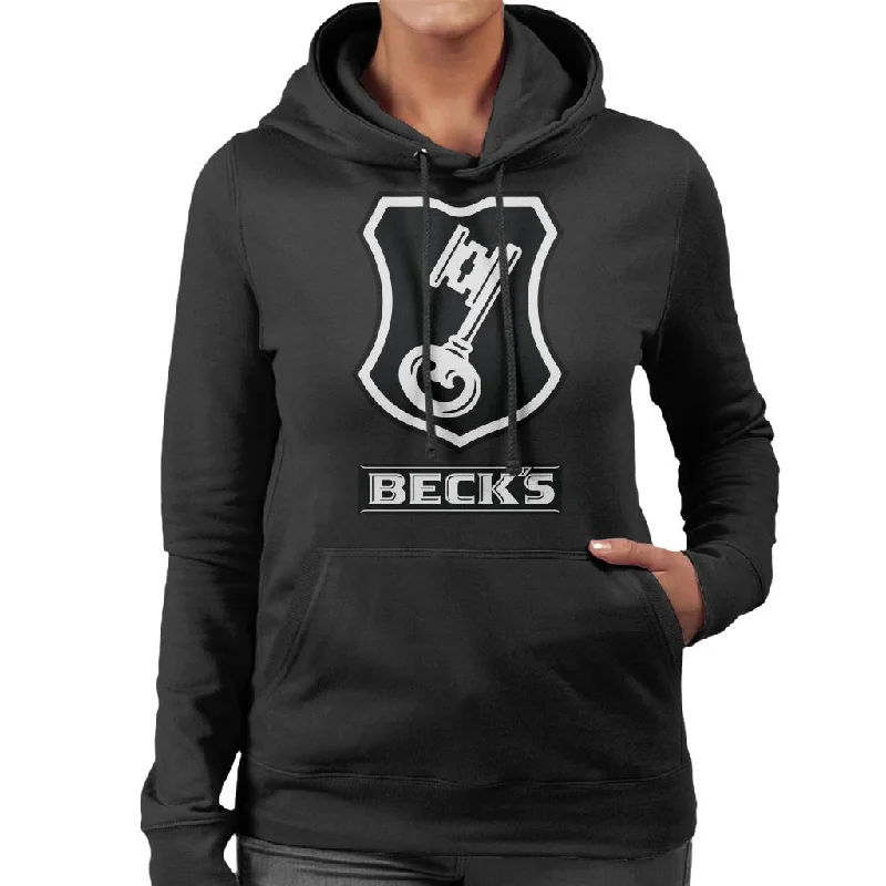 Beck's Logo Filled Black Key Women's Hooded Sweatshirt Hoodie with Pattern Geometric Abstract