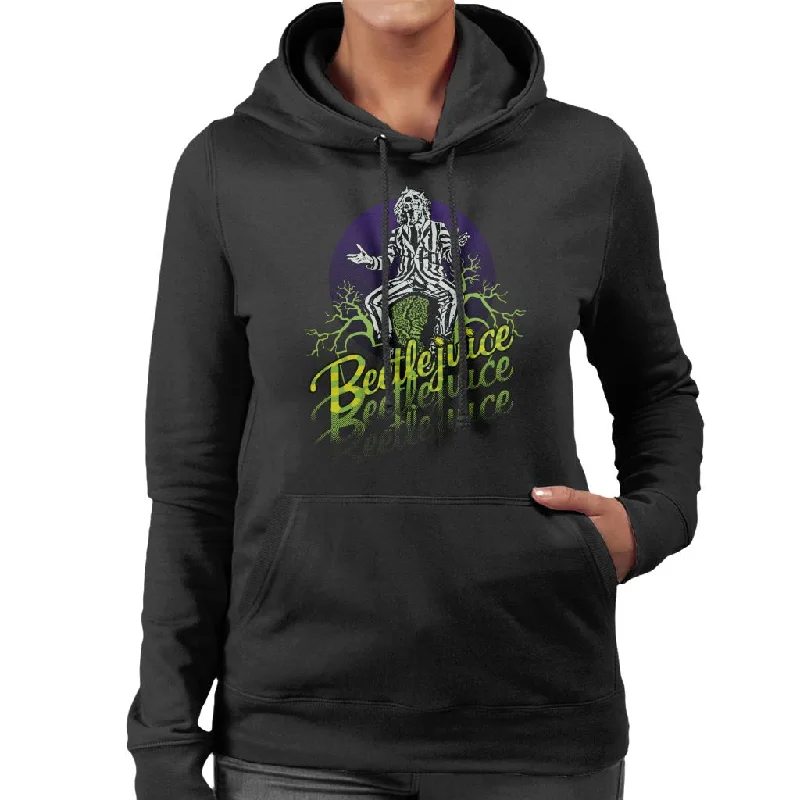 Beetlejuice Halloween Striped Suit Women's Hooded Sweatshirt Zip Hoodie Drawstring Kangaroo Pocket