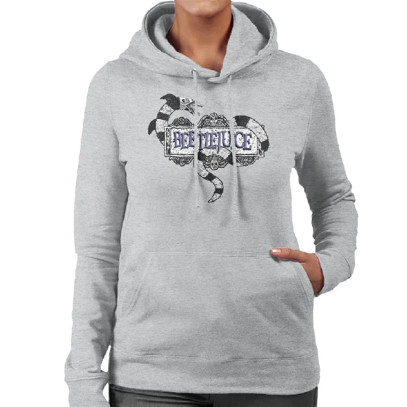 Beetlejuice Sandworm Logo Women's Hooded Sweatshirt Hoodie with Tied Waist Feminine Flattering