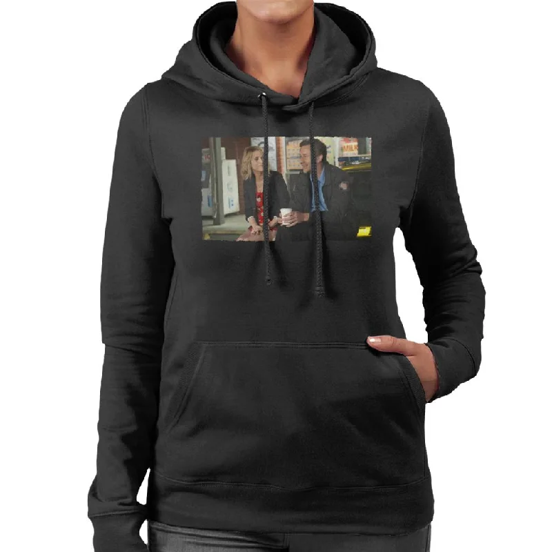 Bridesmaids Annie And Rhodes Drinking Coffee Women's Hooded Sweatshirt Hoodie with Snap Buttons Easy Quick