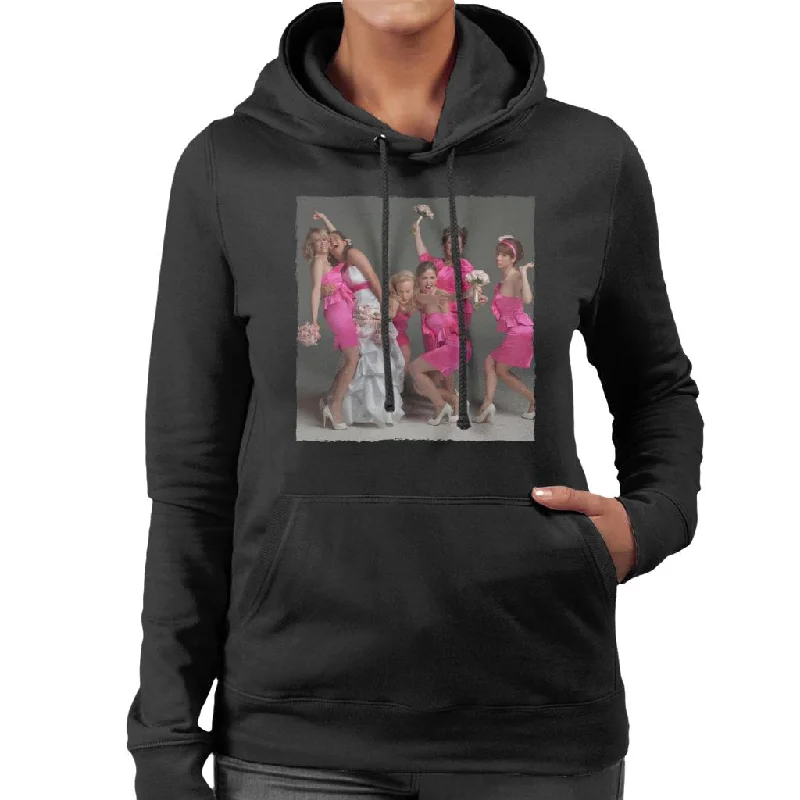 Bridesmaids Bridal Party Wacky Wedding Photo Women's Hooded Sweatshirt Hoodie with High Neck Warm Protective