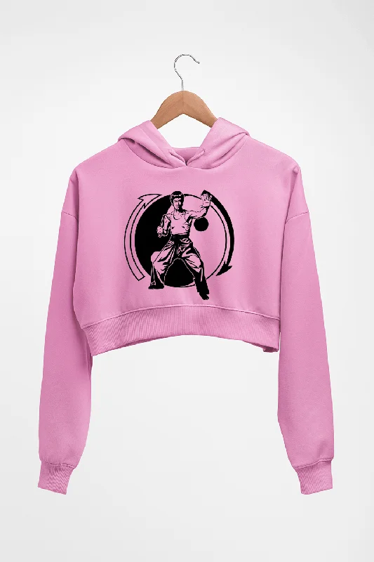 Bruce Lee Crop HOODIE FOR WOMEN Hoodie with Rolled Sleeves Casual Relaxed