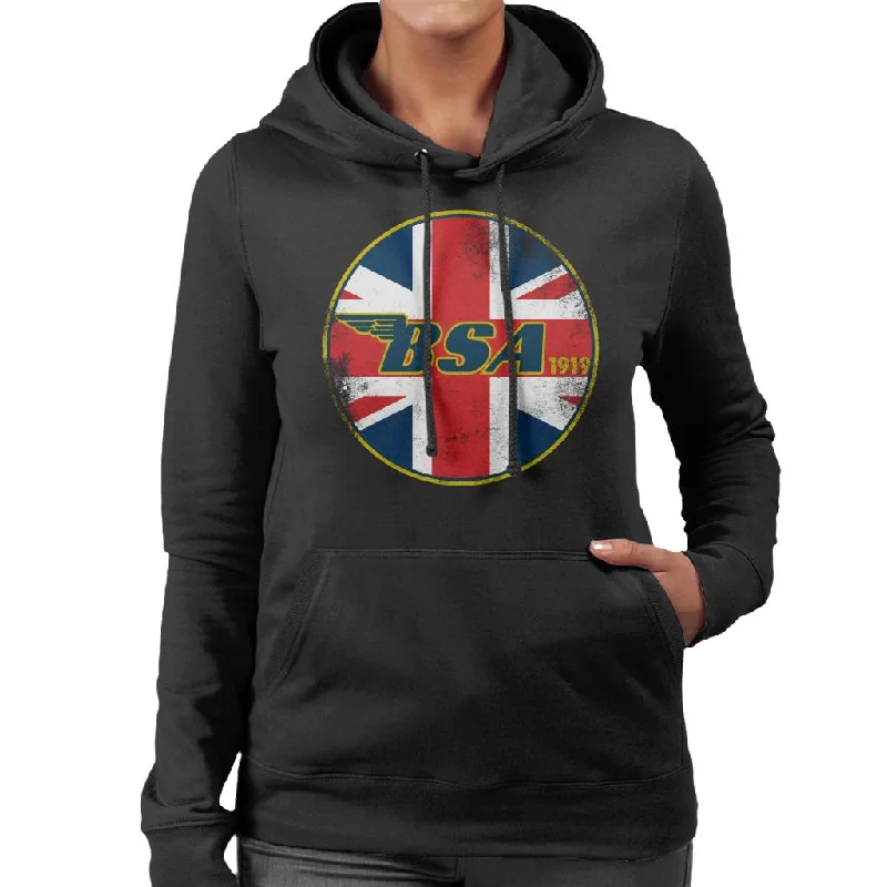 BSA 1919 Union Jack Icon Women's Hooded Sweatshirt Hoodie with Gradient Ombre Colorful