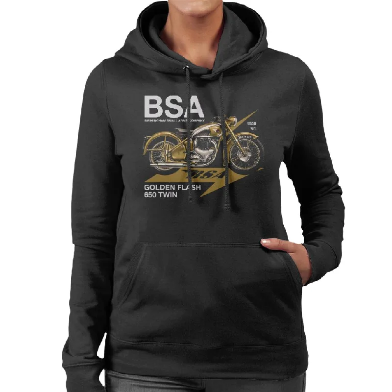 BSA Golden Flash 650 Twin Women's Hooded Sweatshirt Hoodie with Mock Neck Collared Structured