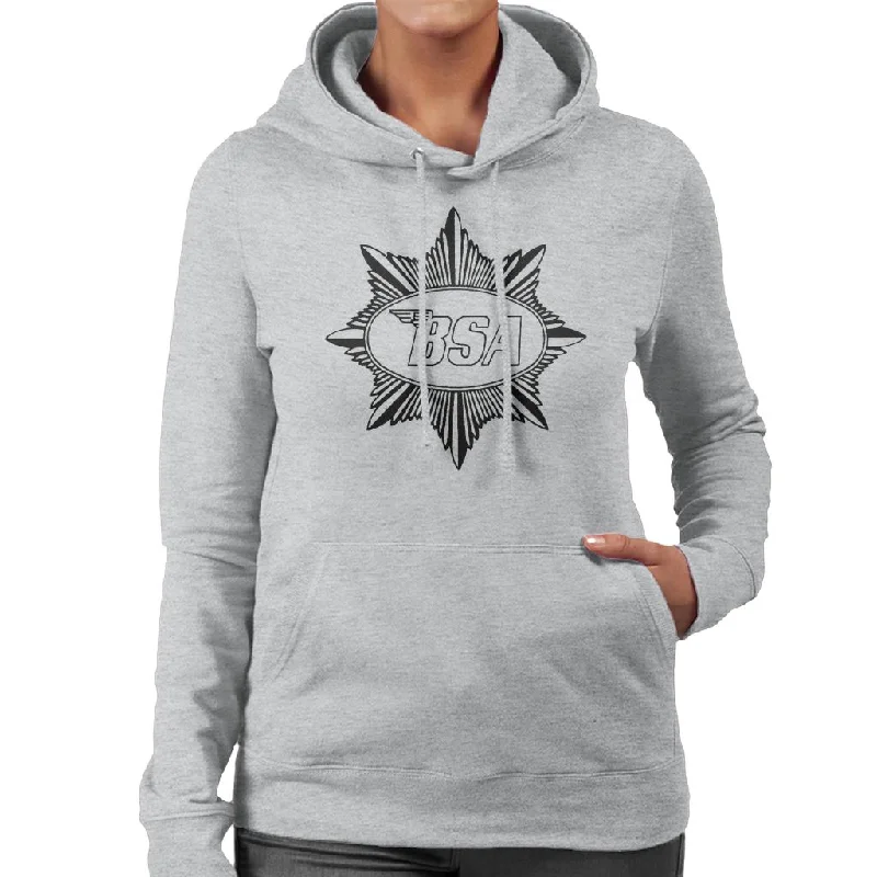 BSA Logo Badge Women's Hooded Sweatshirt Hoodie with Zipper Versatile Modern