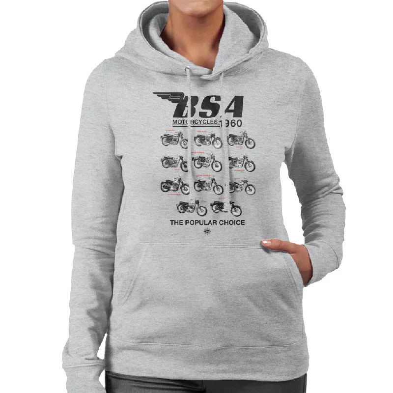 BSA Motorcycles 1960 The Popular Choice Women's Hooded Sweatshirt Cotton Hoodie Fleece Lining Warmth