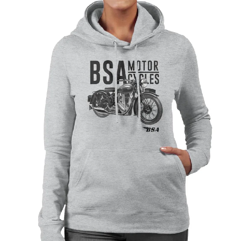 BSA Motorcycles Golden Flash Women's Hooded Sweatshirt Hoodie with Hem Frayed Vintage Worn