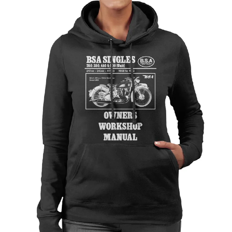 BSA Owners Workshop Manual Women's Hooded Sweatshirt Graphic Hoodie Design Print