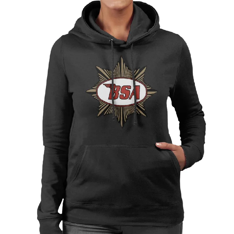 BSA Red Logo Gold Badge Women's Hooded Sweatshirt Hoodie with Patch Decorative Personalized