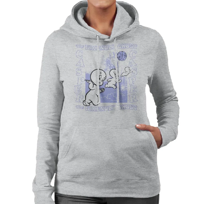 Casper The Friendly Ghost Forest Moon Women's Hooded Sweatshirt Hoodie with Metallic Shiny Futuristic