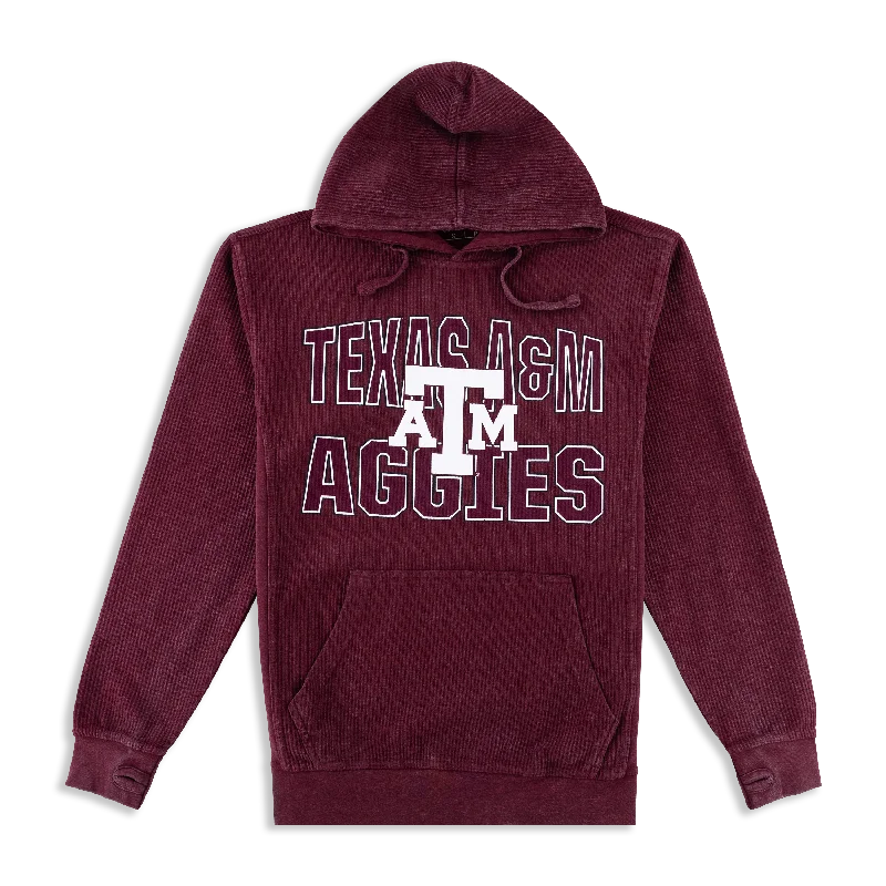 Texas A&M Aggies Ribbed Comfy Hoodie Hoodie with Exposed Zipper Edgy Industrial