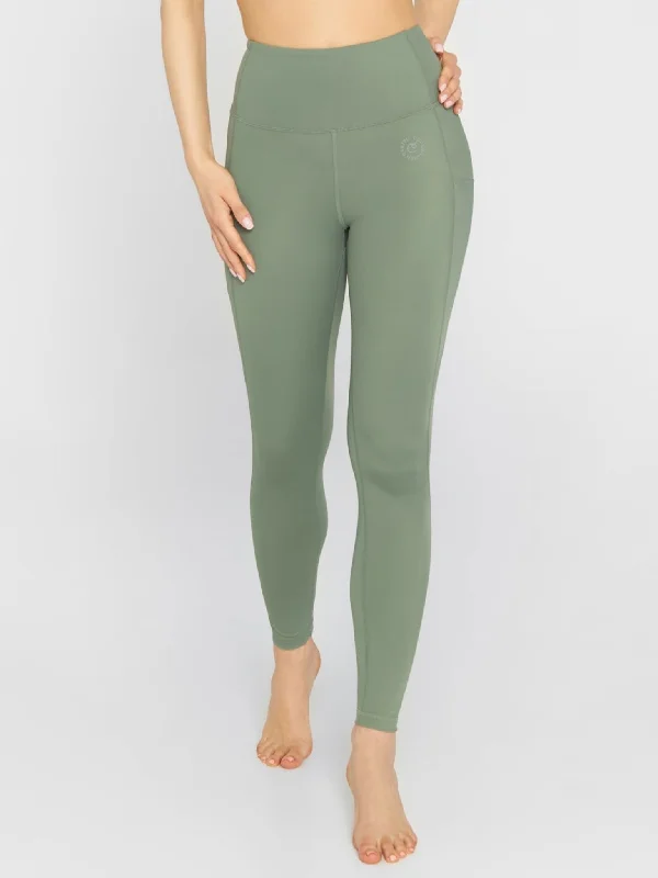 Power High-waist Leggings Army Green Stylish Patterned Active Leggings