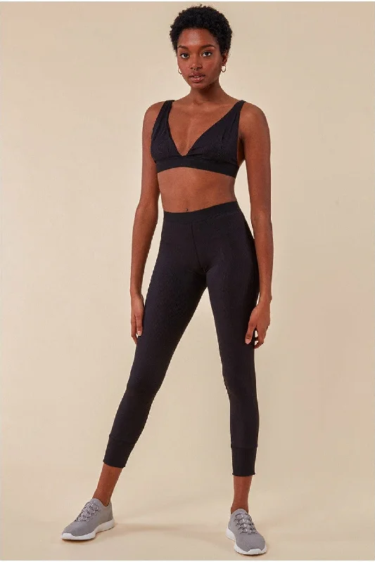 Cosmochic Bralette & Legging Workout Lounge Set - Black Elegant Casual Fit Leggings