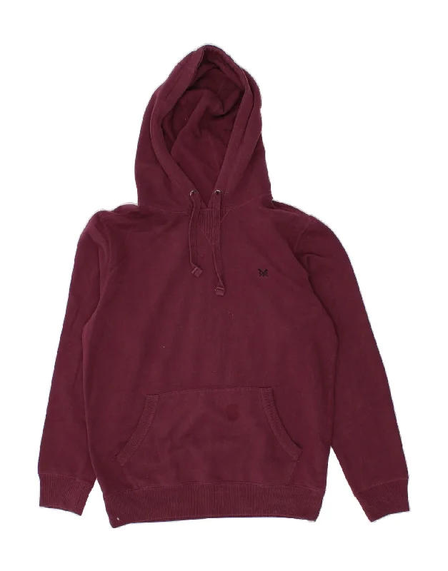 CREW CLOTHING Mens Hoodie Jumper Medium Maroon Cotton Hoodie with Oversized Fit Loose Comfortable