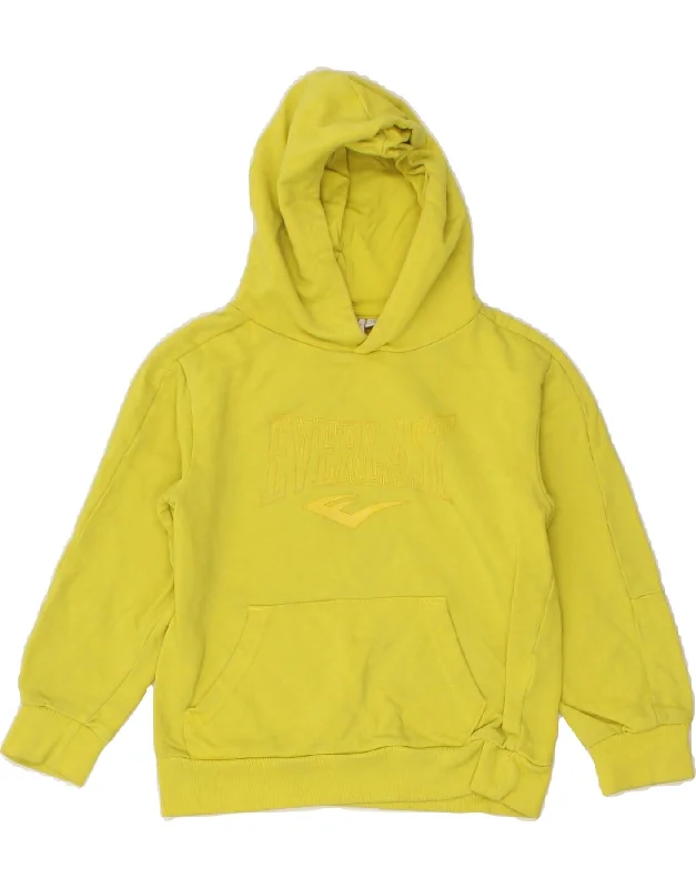 EVERLAST Boys Graphic Hoodie Jumper 7-8 Years Yellow Cotton Hoodie with Drop Shoulder Relaxed Streetwear