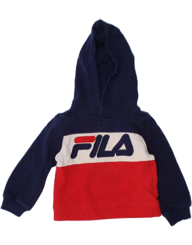 FILA Baby Boys Graphic Hoodie Jumper 18-24 Months Multicoloured Striped Hoodie with Emblem Brand Identity