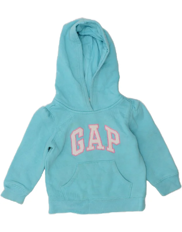 GAP Baby Girls Graphic Hoodie Jumper 18-24 Months Blue Cotton Hoodie with Tie-Dye Psychedelic Retro