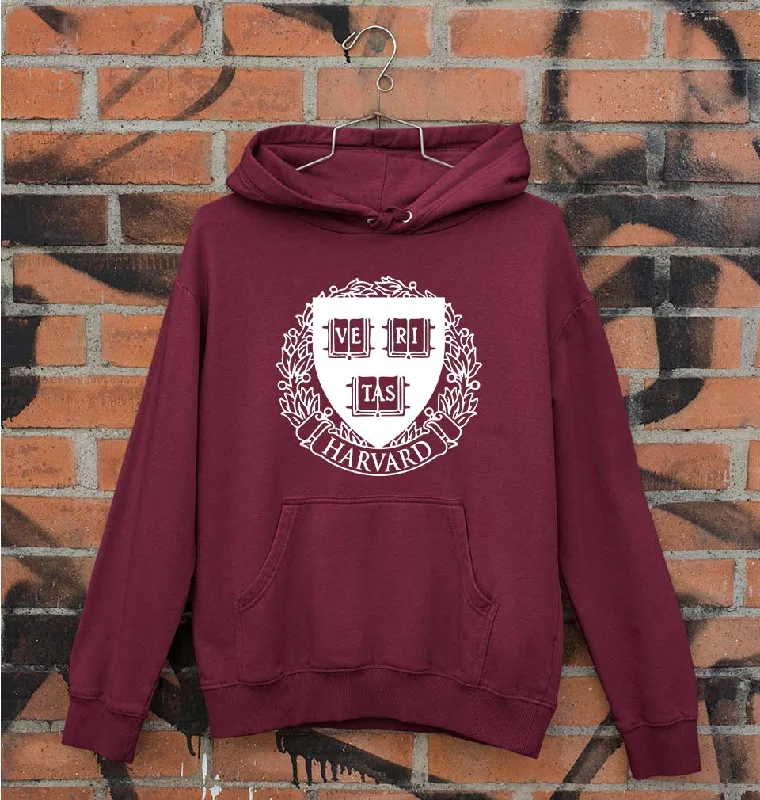 Harvard Unisex Hoodie for Men/Women Hoodie with Exposed Zipper Edgy Industrial