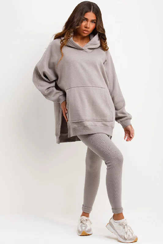 Hoodie And Leggings Set Dove Grey Chic Smooth Fit Leggings