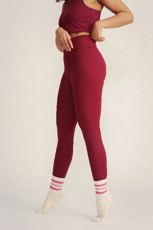 JUTELAUNE Sport Leggings Burgundy Cozy Sweat-Wicking Leggings