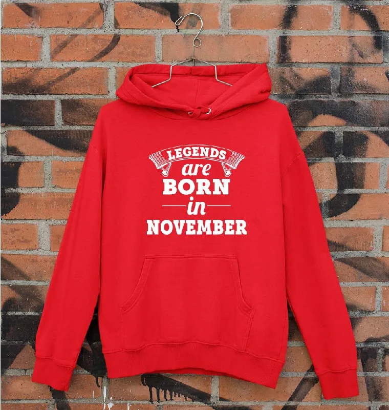 Legends are Born in November Unisex Hoodie for Men/Women Hoodie with Drawstring Waist Adjustable Fitted