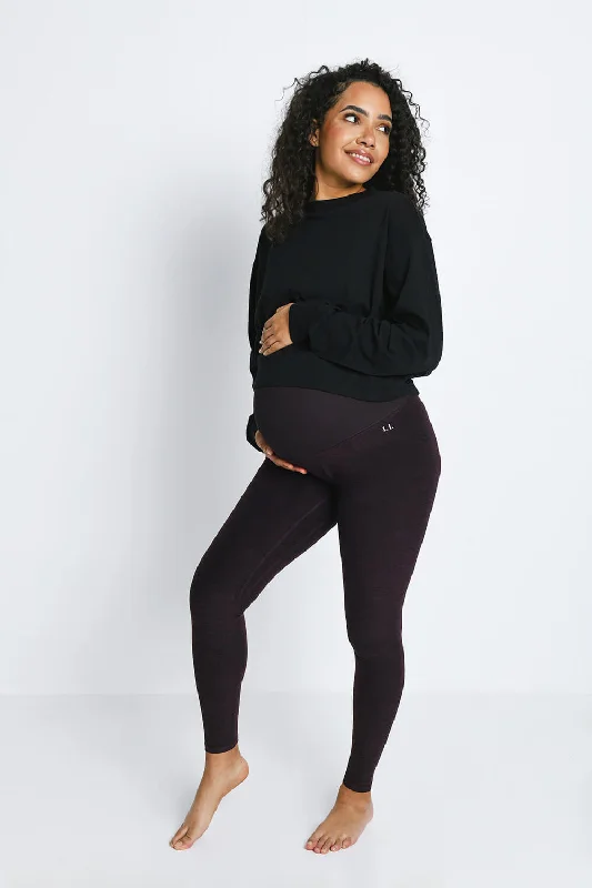 Maternity Ultimate Soft-Touch Leggings - Winter Berry Marl Trendy Full-Length Leggings