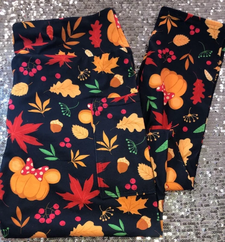 Minnie Pumpkin Fall Leggings Comfortable Classic Yoga Leggings