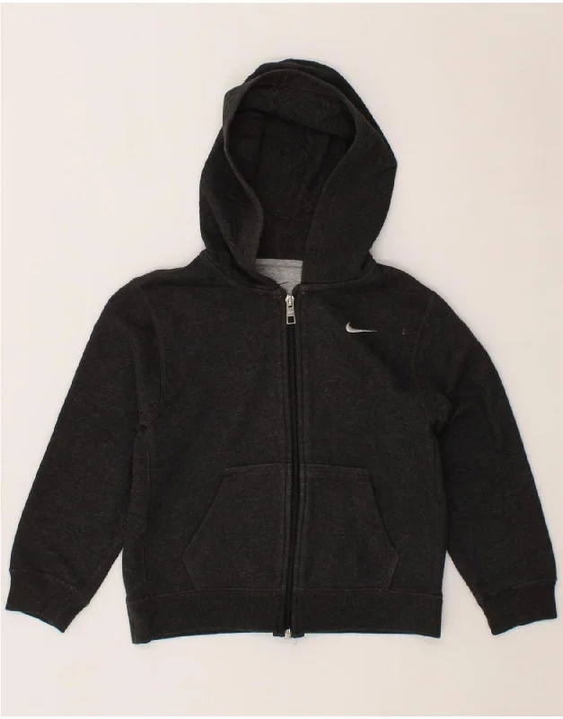 NIKE Boys Zip Hoodie Sweater 6-7 Years Large Grey Hoodie with Back Slit Movement Comfort