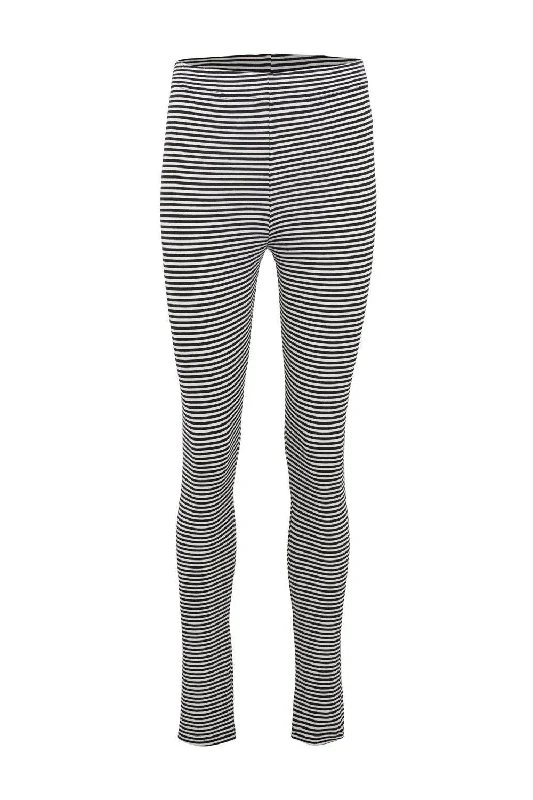 Organic Cotton Black & White Stripe Line Leggings Comfortable Compression Leggings