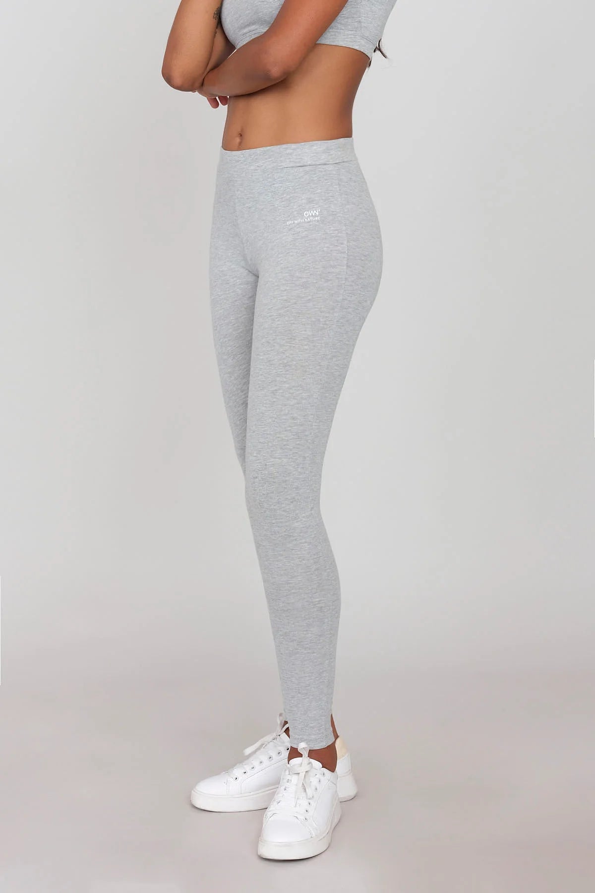 Organic Cotton Leggings Grey Trendy Side-Pocket Leggings