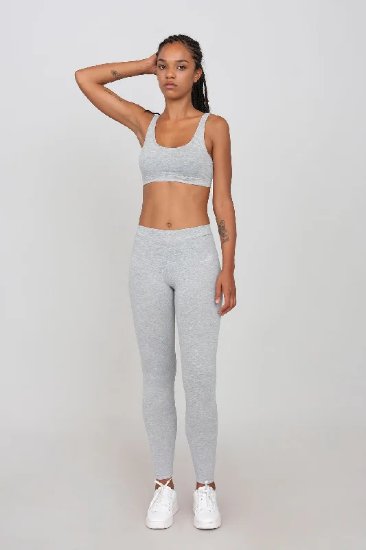 Sporty Set Leggings And Bra Grey Fashionable Tummy Control Leggings