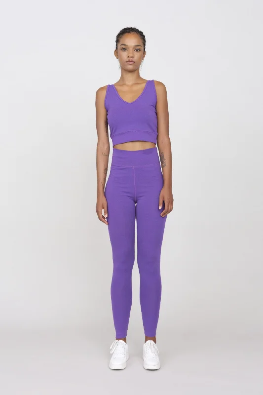 Sporty Set Leggings And Top Purple Trendy Sports Performance Leggings