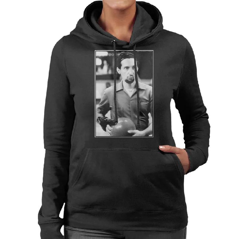 The Big Lebowski Jesus Bowling Greyscale Women's Hooded Sweatshirt Hoodie with Cuffed Sleeves Snug Secure