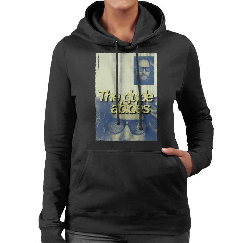 The Big Lebowski The Dude Abides Poster Women's Hooded Sweatshirt Hoodie with Frayed Bohemian Relaxed