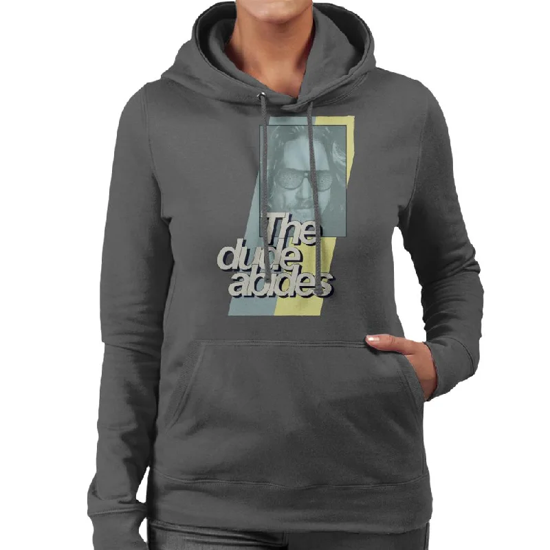 The Big Lebowski The Dude Abides Retro Lines Women's Hooded Sweatshirt Hoodie with Strings Custom Fit Adjustable